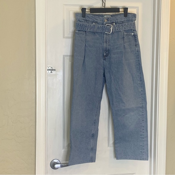 AGOLDE Reworked Cotton Paper Bag Jeans High Rise Cropped Straight Size 25 - Picture 4 of 11